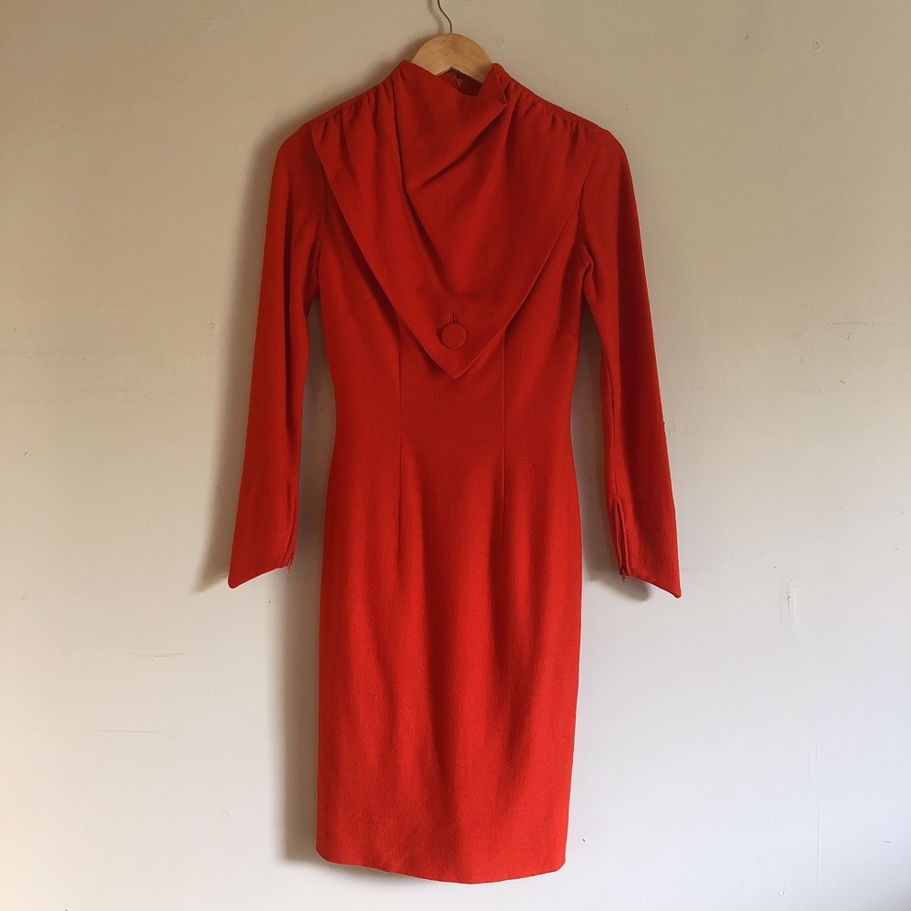 Red wool wiggle dress